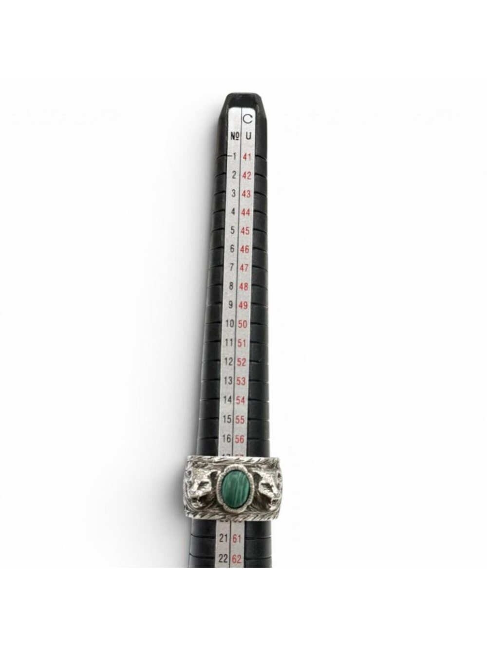 Gucci Arabesque Garden Cat Head Malachite Ring Silver - Picture 10 of 11